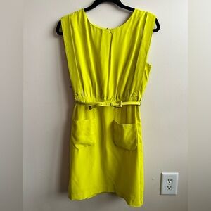 Mark Yellow Green Sleeveless Shift Dress W Belt S